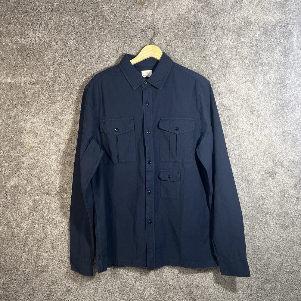 AG Adriano Goldschmied Men’s Medium Blue Cotton Button Up Shirt Long Sleeve